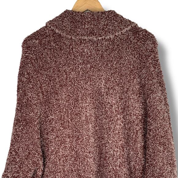 Barefoot Dreams Sweater Maroon Cozychic Cocoon Cardigan Small Medium Pockets - Picture 7 of 10
